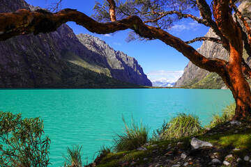 turquoise lake in the mountains