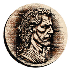 Ancient vector symbols or coins with characters of royal figures from ancient times