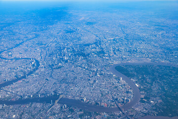 バンコク首都圏の空撮・タイ　Sky View of Bangkok , Thailand - obrazy, fototapety, plakaty