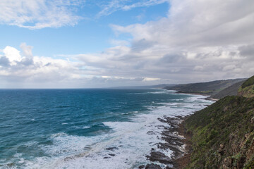 Photograph of the rugged coastline and scenery along the Great Ocean Road in Victoria in Australia