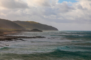 Photograph of the rugged coastline and scenery along the Great Ocean Road in Victoria in Australia