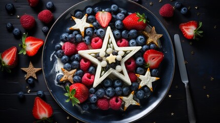 Fototapeta premium Fresh Fruit Plate With Star Decoration