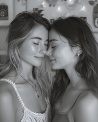 Fototapeta premium Expressions of Love and Passion: Intimate Moments of American Lesbian Couple