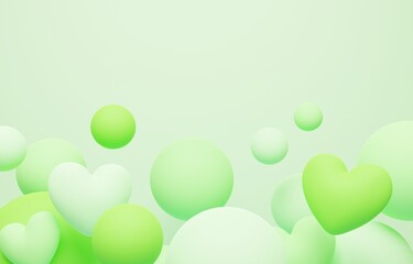 3D背景素材_ハート_緑