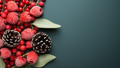 Fresh berry dessert on wooden table, nature healthy gift generated by AI - obrazy, fototapety, plakaty