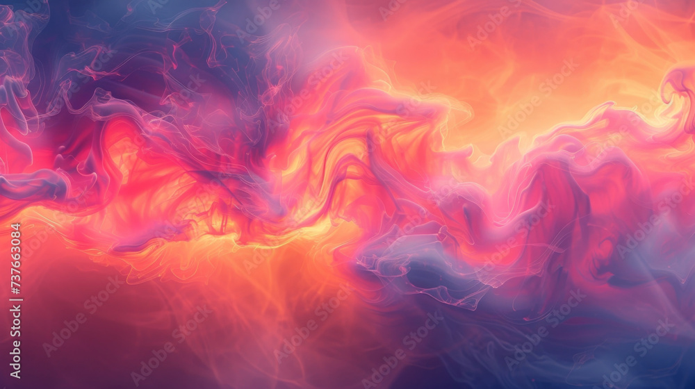 Poster closeup of bold jagged lines mixing with soft hazy clouds of color in an abstract light painting.