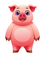 Pig cartoon character illustration isolated on white background