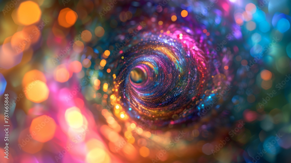 Poster a gravitational vortex pulls in a spectacular array of cosmic matter creating a vibrant collage of s