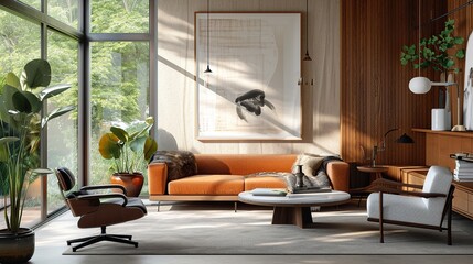 Scandinavian Elegance, interior design of modern contemporary living room 