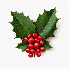 Holly berry leaves christmas decoration color