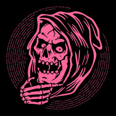 vector illustration artwork of grim reaper skull skeleton.