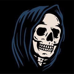 vector illustration artwork of grim reaper skull skeleton.