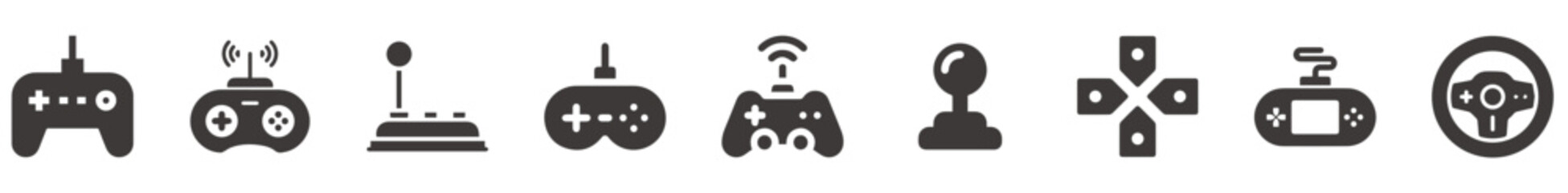 Video game icons set. Vector icons of video game controllers.