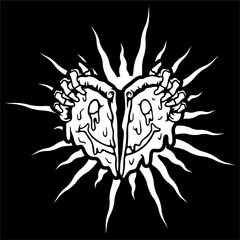 vector illustration artwork of hand tear love pizza smile.