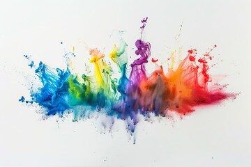 Fototapeta premium A vibrant color splash against a white background captures the dynamic and artistic expression of creativity and energy Perfect for projects that require a burst of color and inspiration.