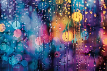 A multicolor bokeh effect creates a mesmerizing backdrop of raining light Perfect for conveying a sense of celebration Vibrancy And the dynamic energy of city nightlife