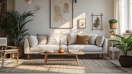 Interior design of modern contemporary living room 