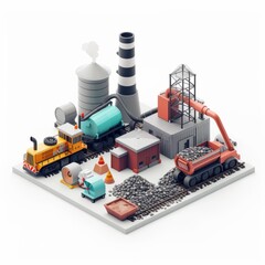 Heavy Machinery Plant Icon, on isolated white background, Generative AI
