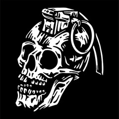 vector illustration artwork of grenade skull head