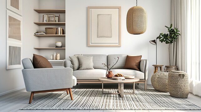 Interior design of modern contemporary living room 