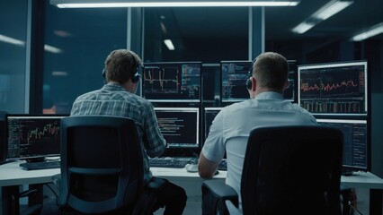 Fototapeta premium A group of IT specialists write software code for their client