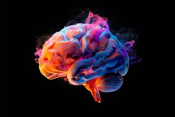 Conceptual visualization of a human brain brimming with creativity Depicted through vibrant colors and dynamic action Symbolizing the boundless potential of imaginative thought