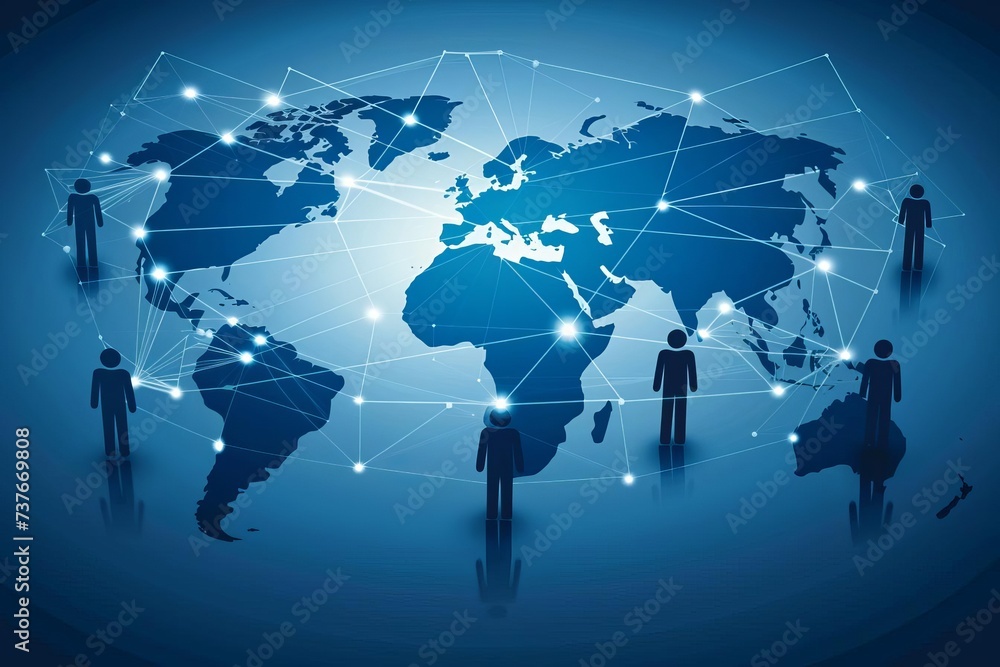 Poster global business network strategic connections collaborative ecosystem dynamic workforce integration 
