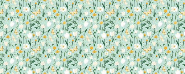 beautiful spring focused pattern wallpaper with flowers