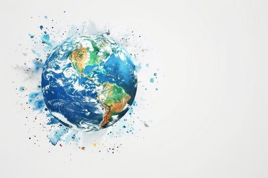 Hand-painted earth artwork Emphasizing the importance of environmental conservation and the beauty of our planet Rendered in a vibrant and inspiring watercolor style