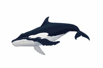 Illustration of a majestic whale Isolated on a white background Showcasing the beauty and grace of marine life in a minimalist and impactful way