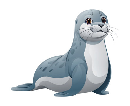 Cute seal cartoon character. Vector illustration isolated on white background