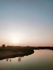 sunset over the lake