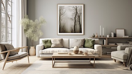 Interior design of modern contemporary living room inspired scandinavian elegance  