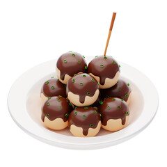 Takoyaki 3D Icon. Takoyaki balls. apanese traditional food