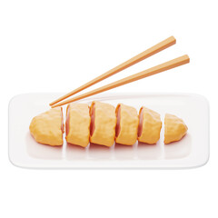 Chicken Katsu 3D Icon. Crispy fried katsu 3d illustration