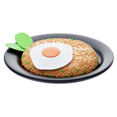 fried rice 3d icon. Fried rice with egg. Easy food