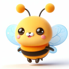 Fototapeta premium 3d Bee. icon isolated on white background. 3d rendering illustration