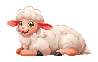 Cartoon lamb lying down. Vector illustration isolated on white background