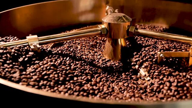 Cooling freshly roasted coffee beans.