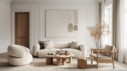 Modern luxury living room interior design inspired by scandinavian elegance 