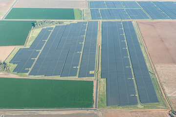 Large-scale solar farm panels on prime agricultural land