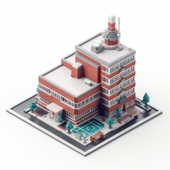 Modern School Building Icon, on isolated white background, Generative AI