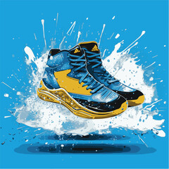 Sneakers and basketball shoes cool splash background style vector and ai vector files
