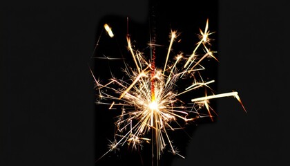 Glittering burning sparkler against blurred bokeh light background
