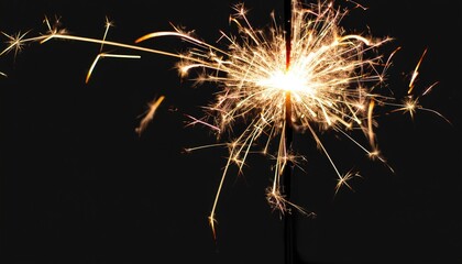 Glittering burning sparkler against blurred bokeh light background