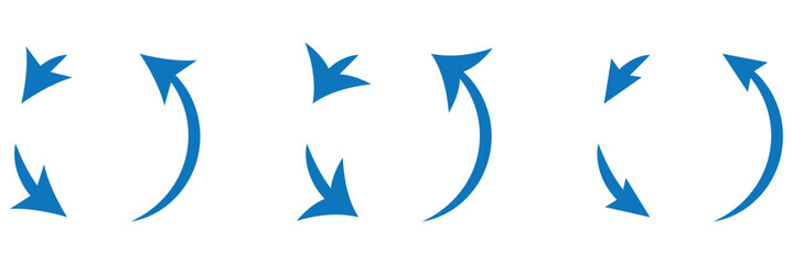  blue flat design arrow pointing right icon vector illustration	