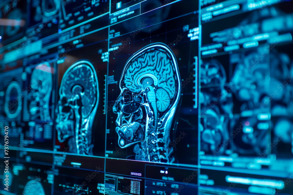 Poster high-resolution medical brain scan display for advanced diagnostics.ai generative