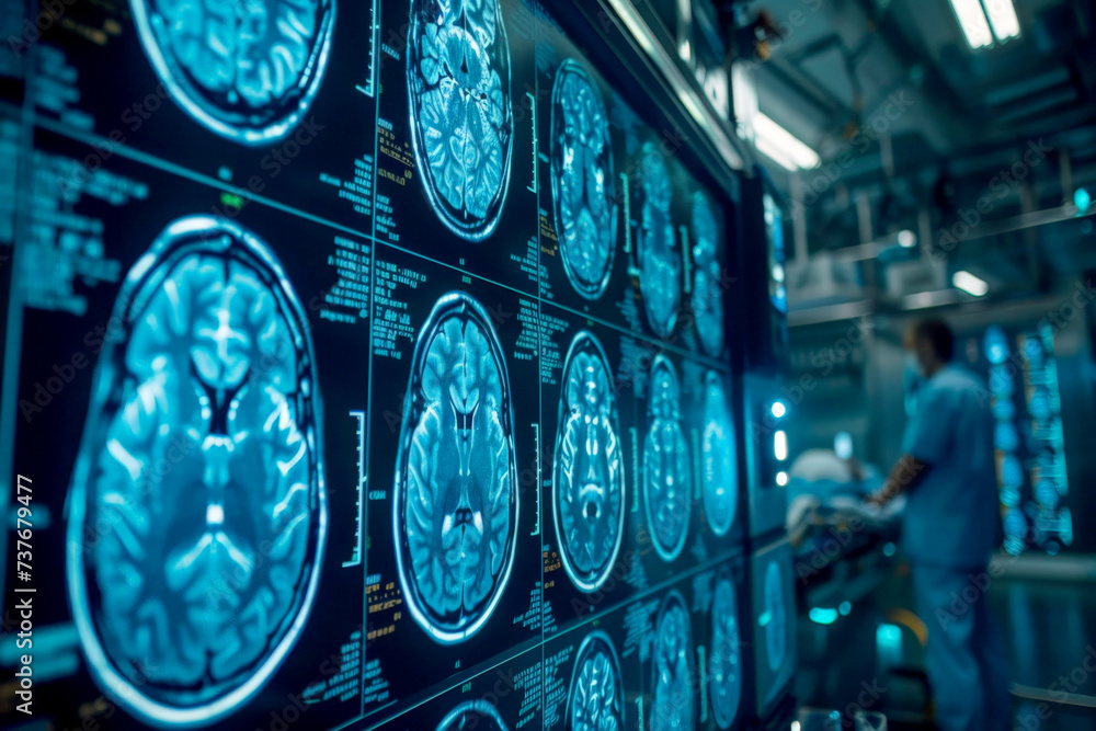 Poster high-resolution medical brain scan display for advanced diagnostics.ai generative