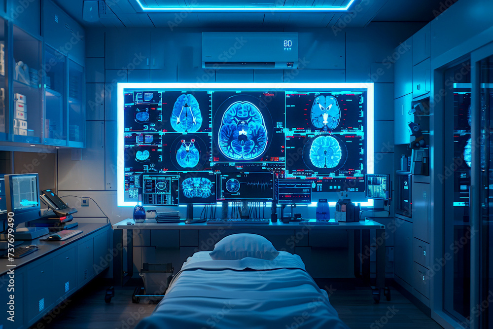 Poster high-resolution medical brain scan display for advanced diagnostics.ai generative
