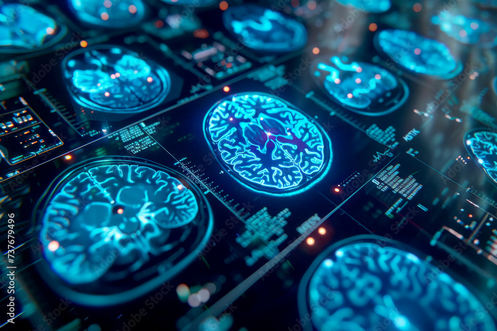 Poster high-resolution medical brain scan display for advanced diagnostics.ai generative